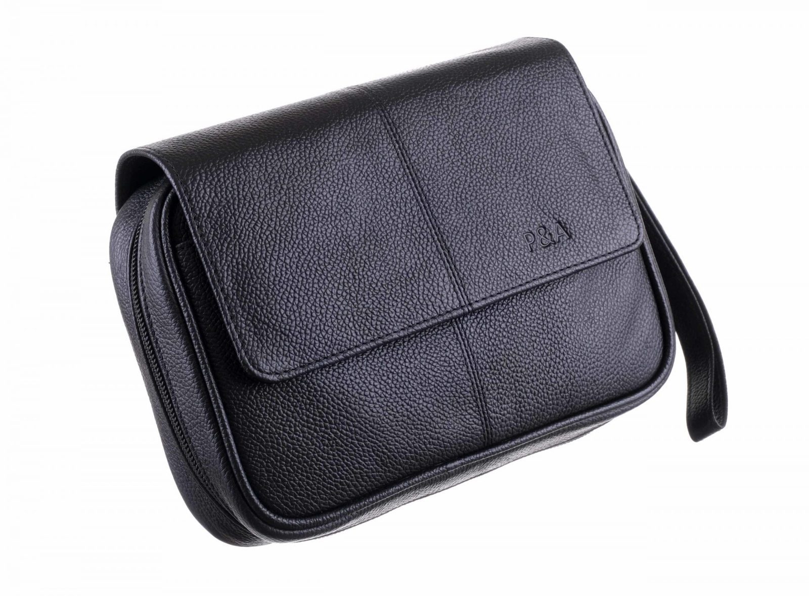 Сумка P&A для 4 трубок и табака, натуральная кожа, подарочная упаковка 418-Black