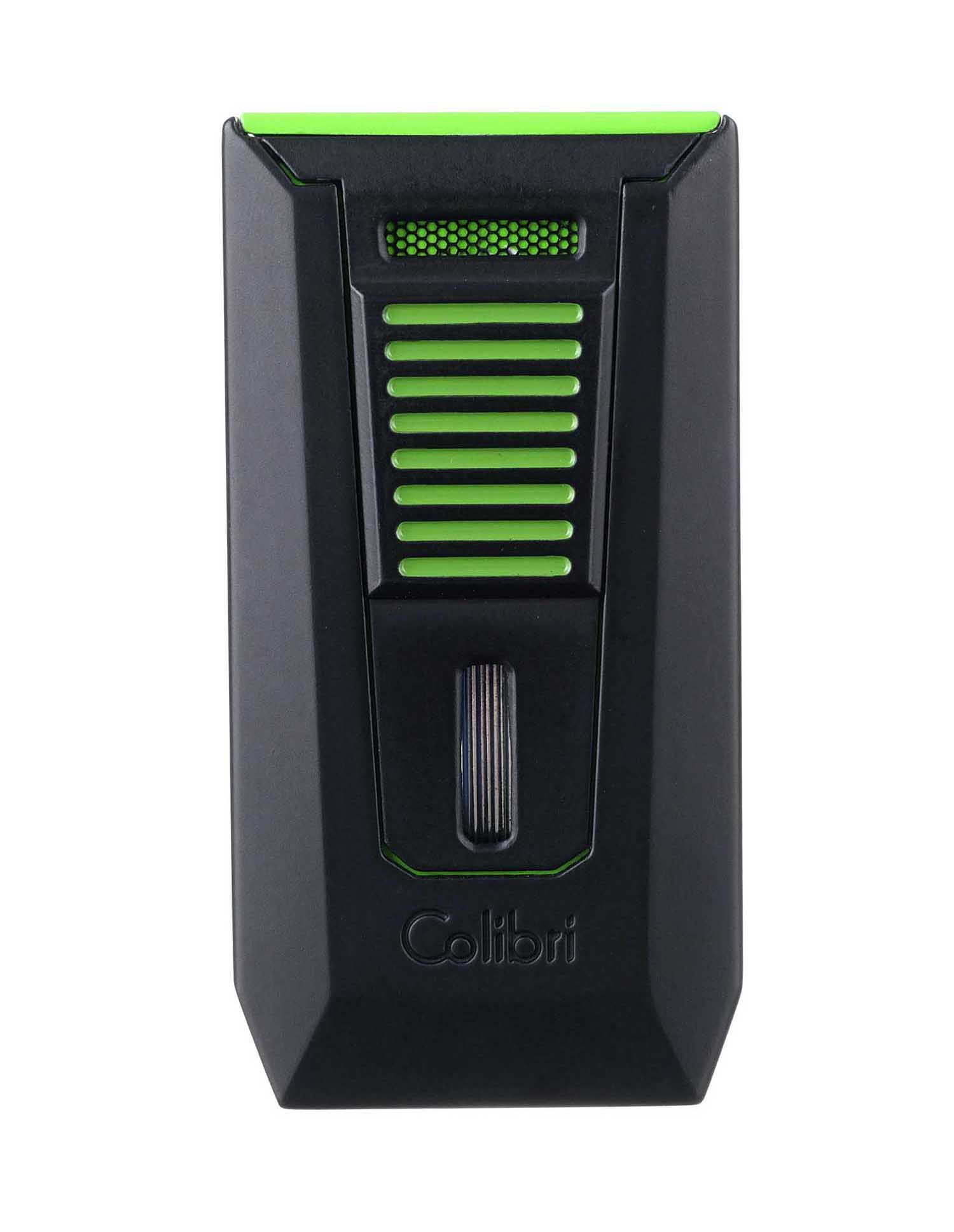 Зажигалка сигарная Colibri Slide (двойное пламя), черно-зеленая