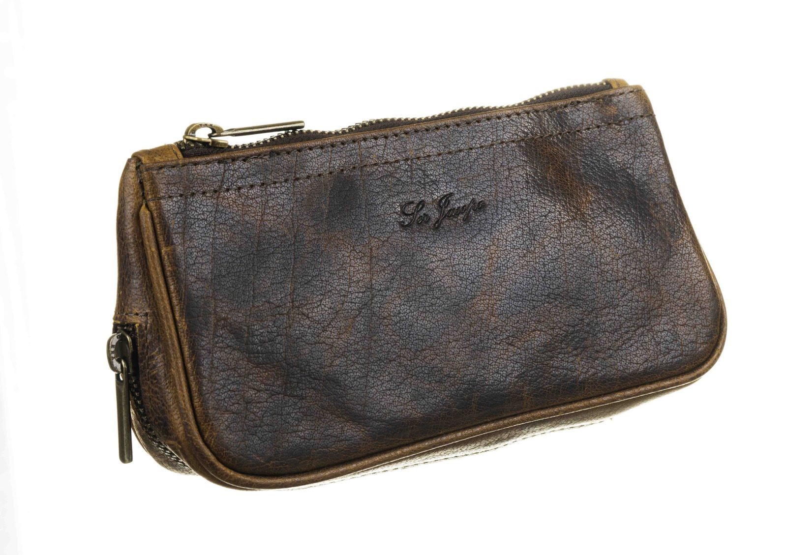 Сумка Ser Jacopo для 2 трубок и табака, натуральная кожа, подарочная упаковка B06-Brown