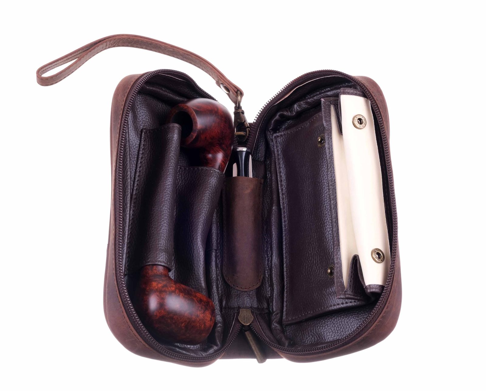 Сумка P&A для 2 трубок и табака, натуральная буйволиная кожа, подарочная упаковка 414-Buffalo preview