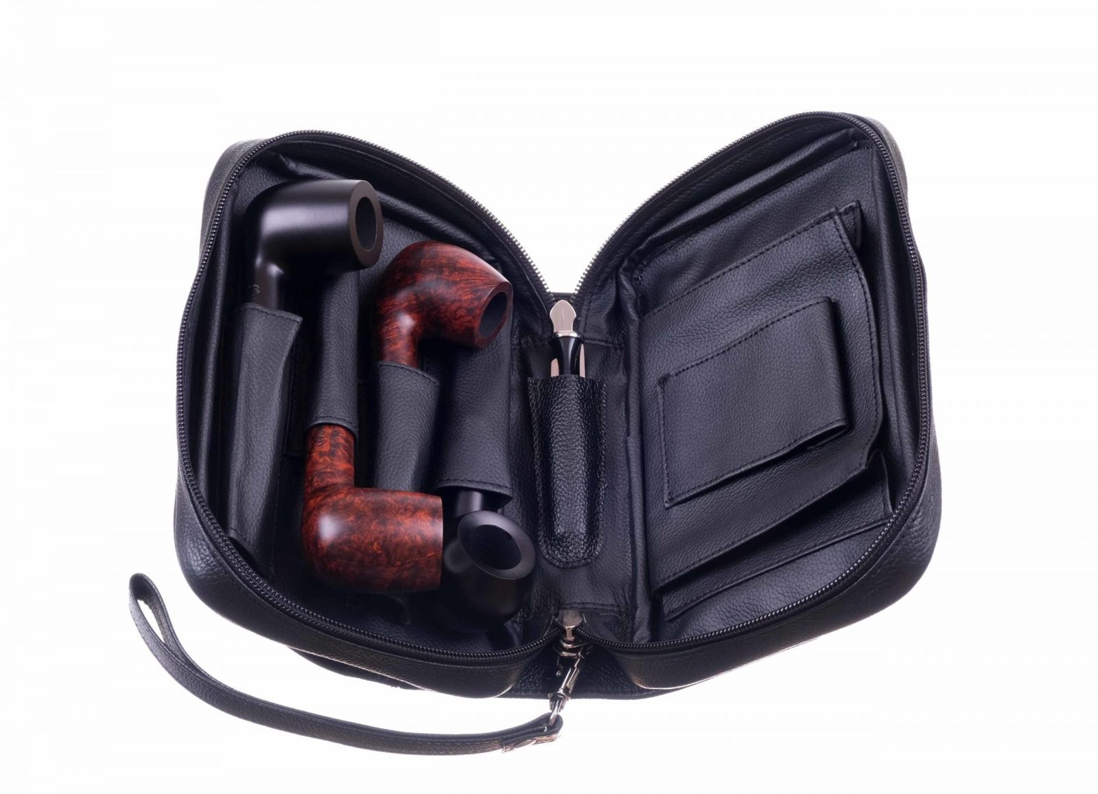 Сумка P&A для 4 трубок и табака, натуральная кожа, подарочная упаковка 418-Black preview