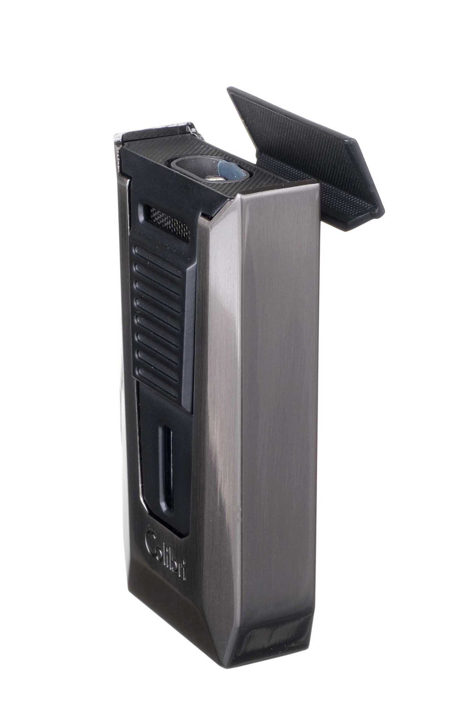 Зажигалка сигарная Colibri Slide (двойное пламя), черная-оружейная сталь preview