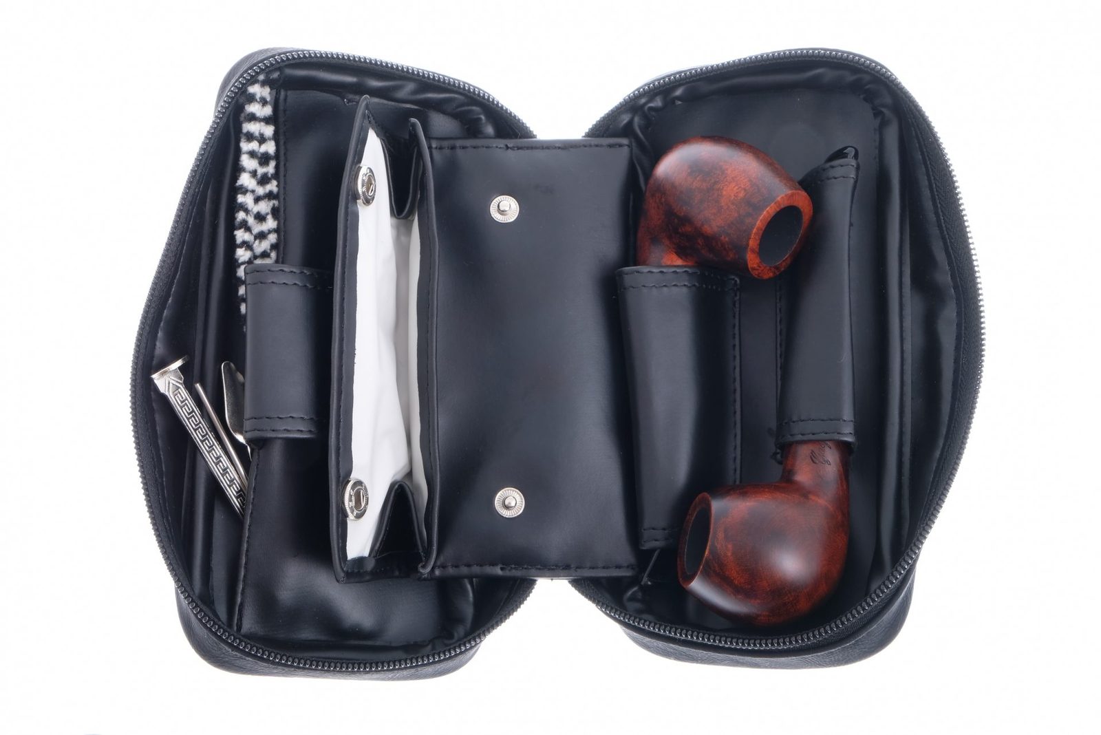 Сумка P&A для 2 трубок и табака, экокожа, черная P001 preview