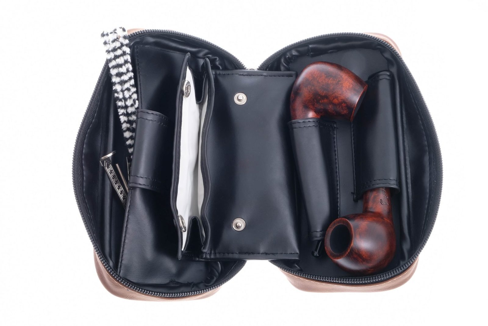 Сумка P&A для 2 трубок и табака, экокожа, коричневая P002 preview