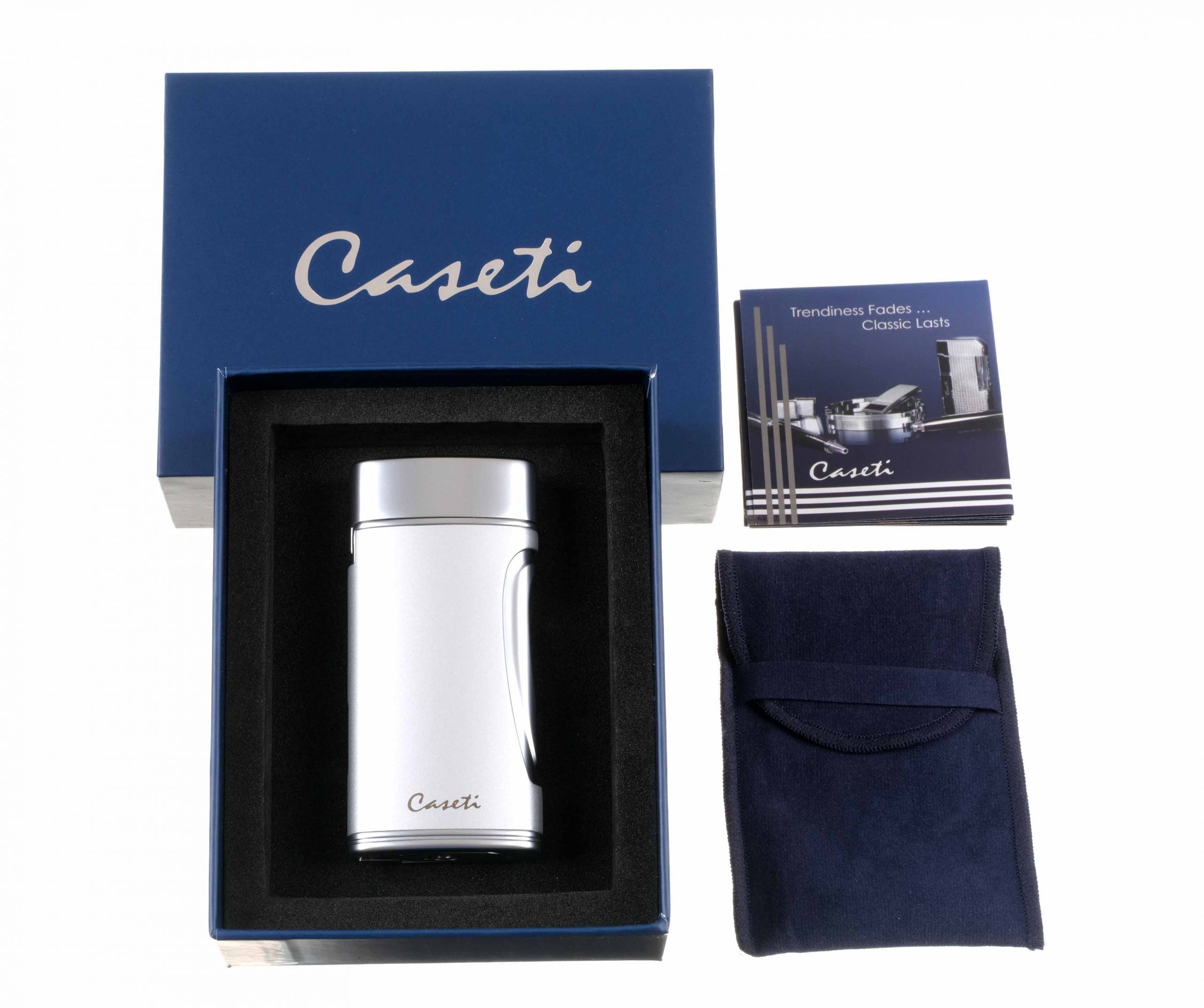 Зажигалка Caseti сигарная турбо (двойное пламя), серебристая preview