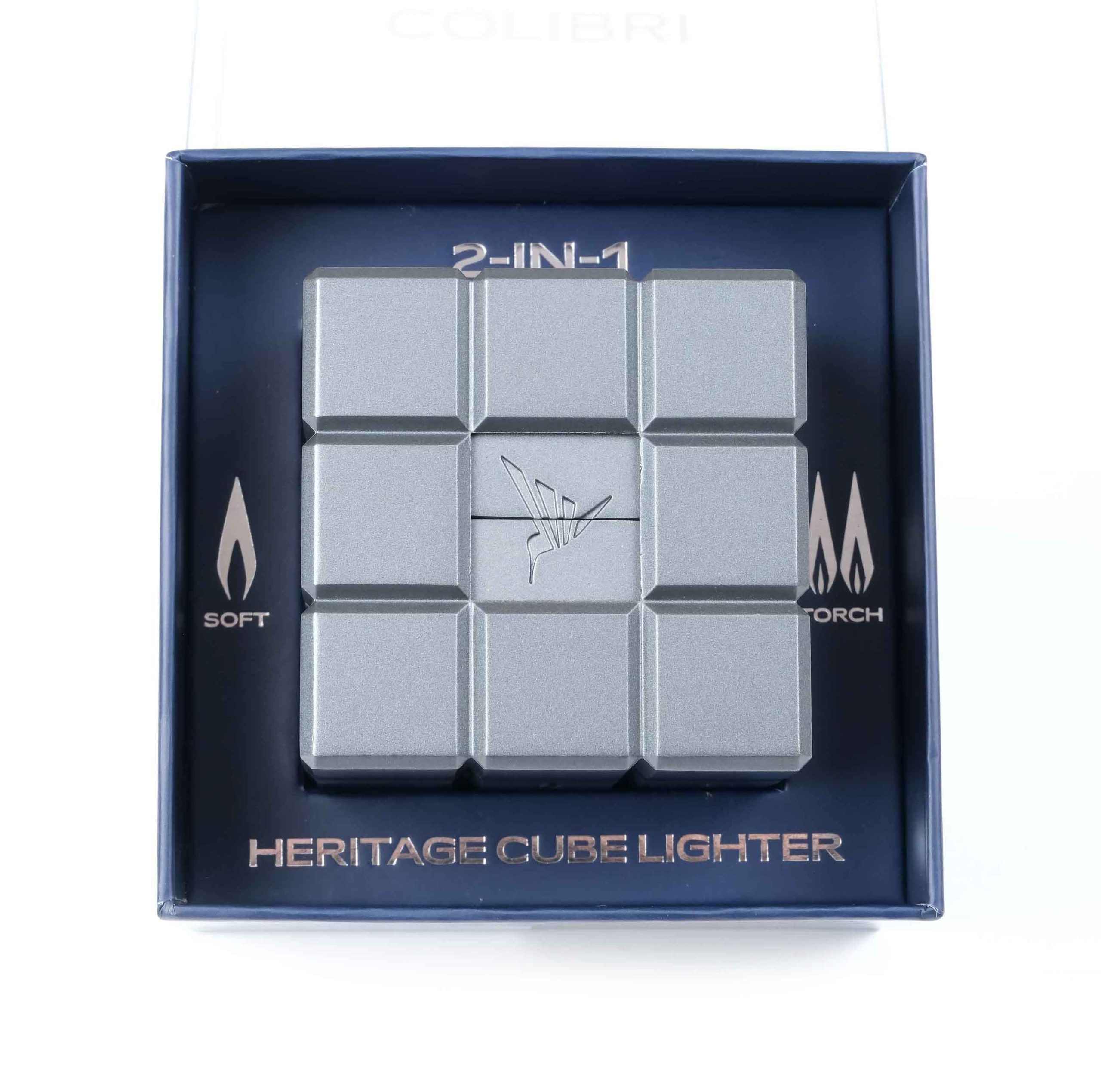 Зажигалка настольная Colibri Heritage двойного действия: турбо или обычное пламя, Оружейная сталь preview