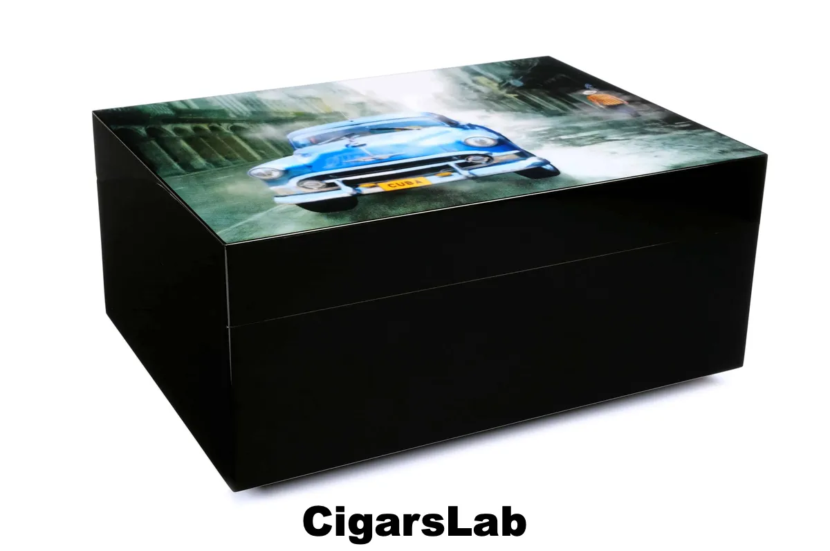 Хьюмидор Gentili Blue Car на 50 сигар, Черный лак