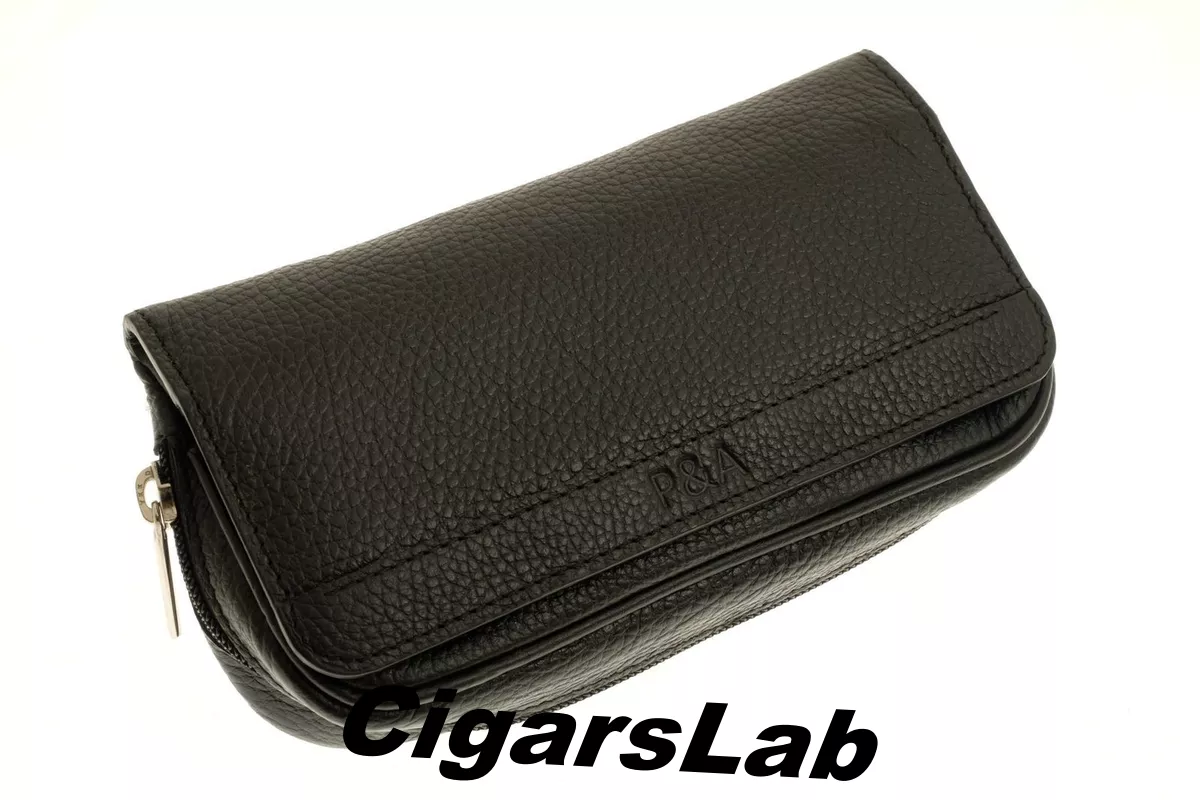 Сумка P&A для 2 трубок и табака, натуральная кожа, подарочная упаковка 417ME-Black