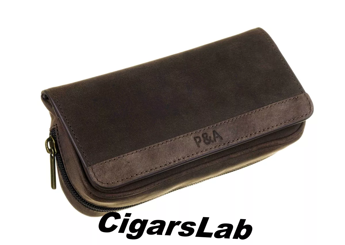 Сумка P&A для 2 трубок и табака, натуральная буйволиная кожа, подарочная упаковка 414-Buffalo