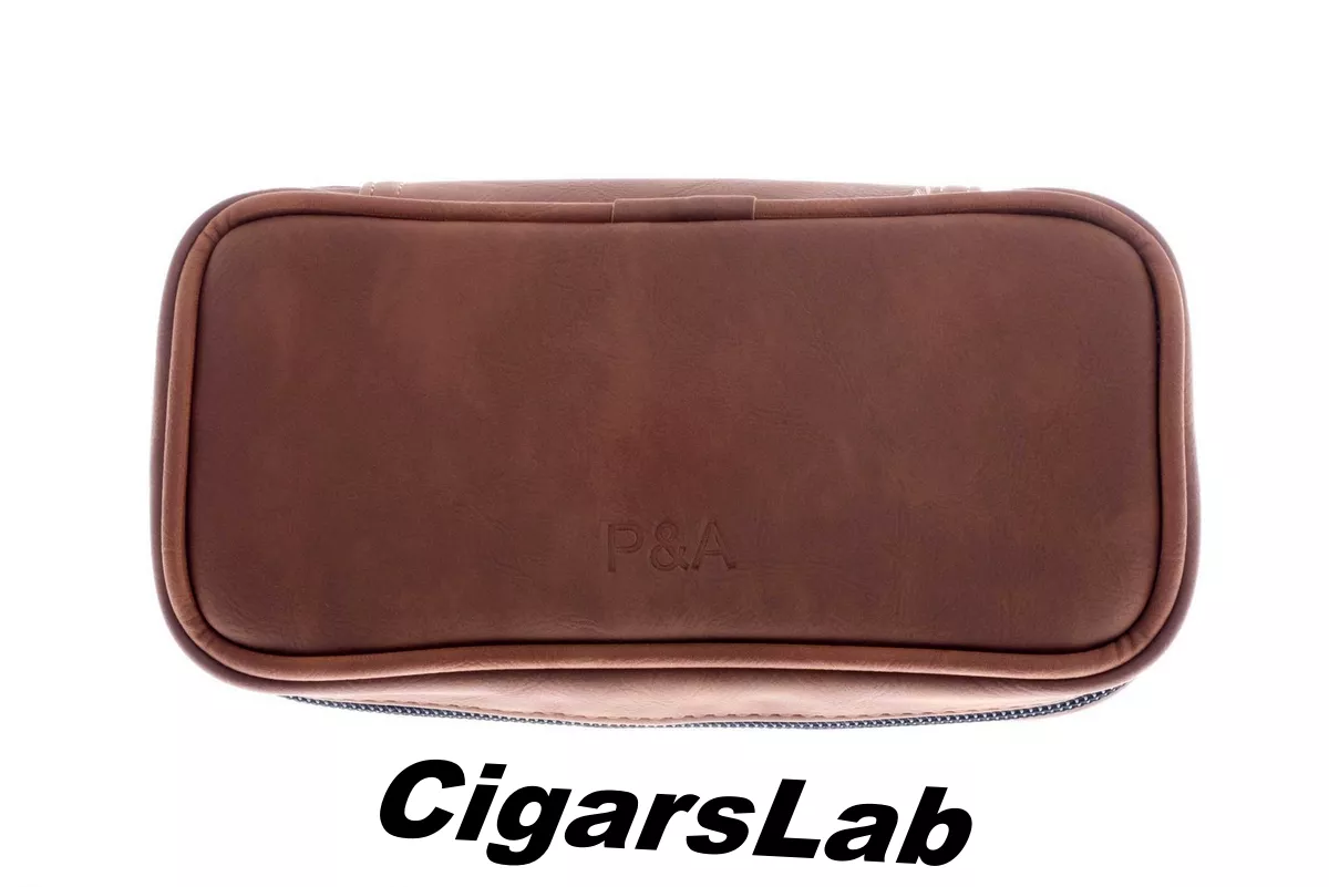 Сумка P&A для 2 трубок и табака экокожа коричневая P002