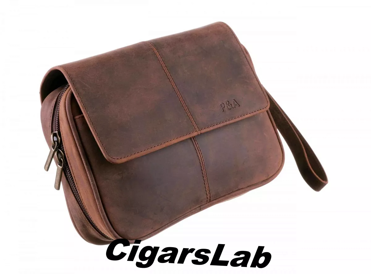 Сумка P&A для 4 трубок и табака, натуральная буйволиная кожа, подарочная упаковка 418-Buffalo