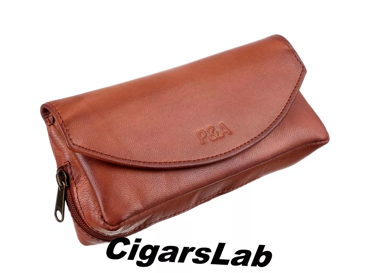 Сумка P&A для трубки и табака, натуральная кожа P315-Cognac