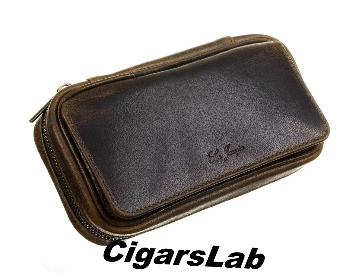 Сумка Ser Jacopo для 2 трубок и табака, натуральная кожа, подарочная упаковка B030-Brown